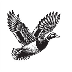 vector duck flying, sitting and howling