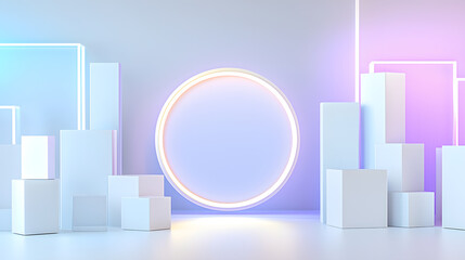 Creative showcase modern minimalist design art studio 3d render aesthetic environment front view visual concept