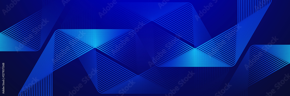 Canvas Prints blue abstract background. hexagon lines pattern. geometric stripe line art design. modern shiny blue
