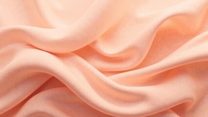 Fototapeta premium Background of light pink fabric (peach color), draped in loose waves