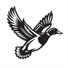 vector duck flying, sitting and howling