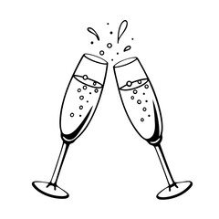 two champagne glasses