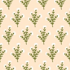 seamless pattern white flower with leaves