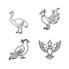 Set of bird line art 
