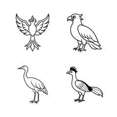 Obraz premium Set of bird line art 