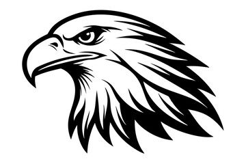 Bald Eagle Head Logo Icon Sign Symbol American flag for 4th of July Independence Day Black silhouette