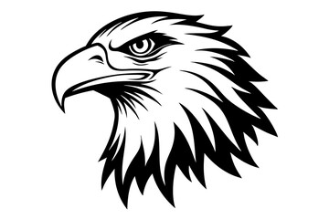 Bald Eagle Head Logo Icon Sign Symbol American flag for 4th of July Independence Day Black silhouette
