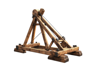 Isolated Vintage Wooden Siege Engine
