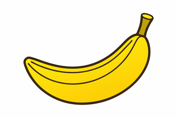 Banana on yellow background health food nature fruit logo symbol hand drawn cartoon illustration