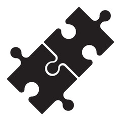 Obraz premium Silhouette of two pieces of jigsaw puzzle interlinked, element for webdesign, apps or logo