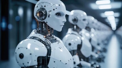 Fototapeta premium Futuristic Robot Assembly Line, A Glimpse into Tomorrow's Automation