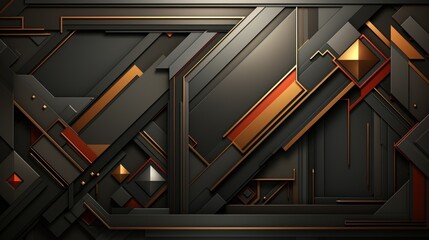 Abstract Geometric Dark Gold and Black Design