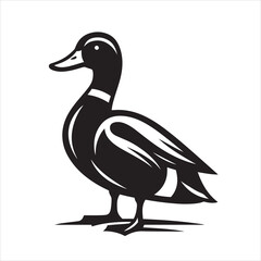 vector duck flying, sitting and howling