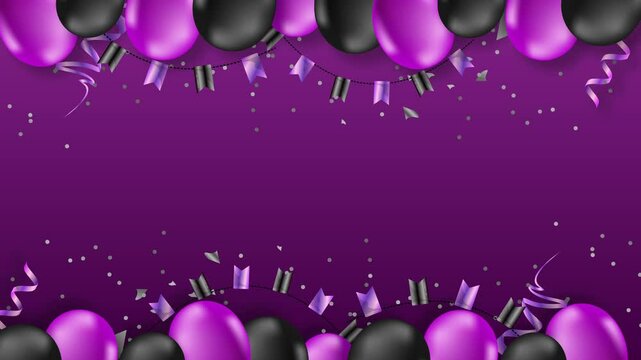 Horisontal Birthday Animated Background with Balloons