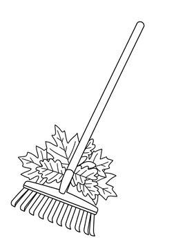 recommend clip art: rake and autumn leaves sketch 