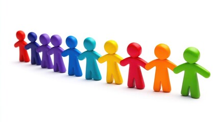 Colorful Unity, A Chain of Playful Figures Symbolizing Teamwork and Harmony