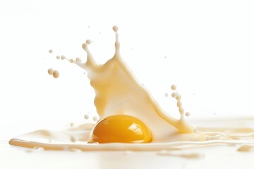 Liquid egg white drop splashing on surface isolated on white background