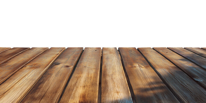 Tropical wooden deck with  PNG on a transparent background