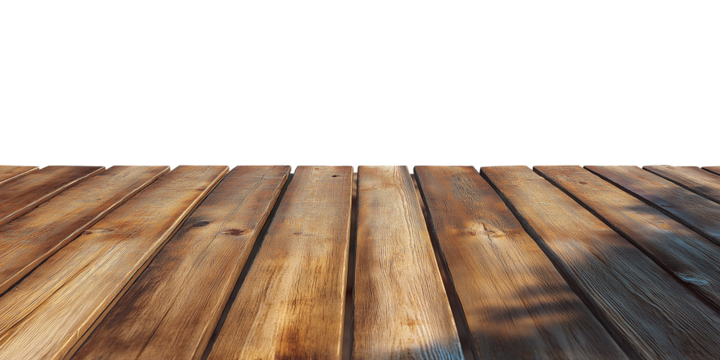 Tropical wooden deck with  PNG on a transparent background