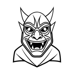 Creative Monster Mask Outline Vector for Vector Art