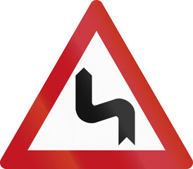 Israel multiple curve warning road sign - left