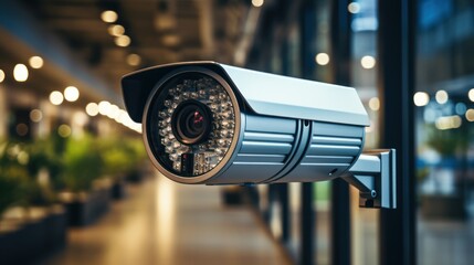 High-Tech Security Camera in Modern Building