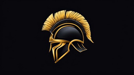 Spartan Greek gladiator gold helmet armor flat vector icon