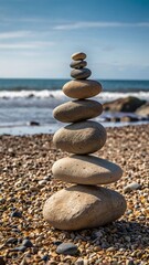 Fototapeta premium Stones balanced on an Irish beach