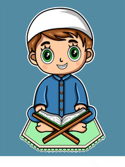 little boy reading qur'an