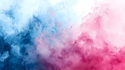 Fototapeta premium Dreamy pink and blue watercolor smoke effect background with soft gradient transitions and ethereal cloud-like formations creates atmospheric mood.