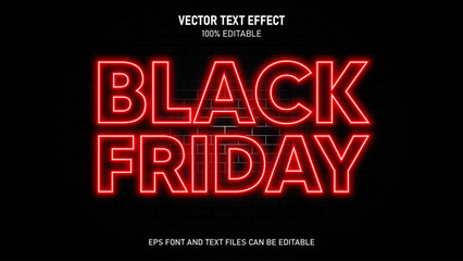 Black friday text style neon editable text effect