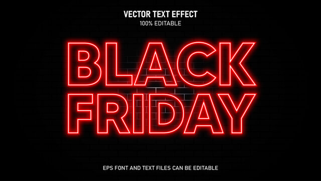 Black friday text style neon editable text effect