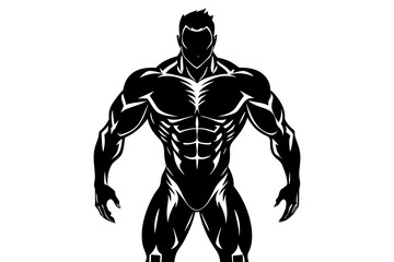 body builder man black silhouette