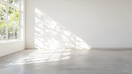 Obraz premium Empty bright room with sunlit shadows