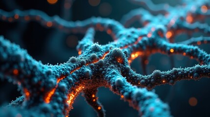 Abstract Art merging artificial intelligence and organic life, biomechanical veins filled with luminous code, fractal-based intelligence structures, deep neural patterns forming an evol