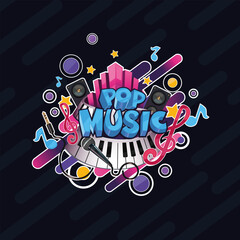 Pop music sticker illustration