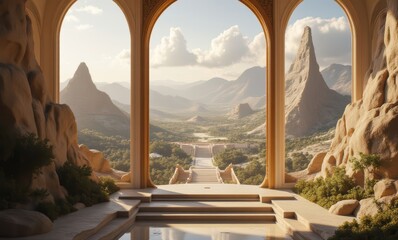 Stunning landscape viewed through grand arches