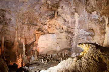 Internal view of Frasassi Caves: a karst cave in the municipality of Genga (Province of Ancona, Marche, Italy).