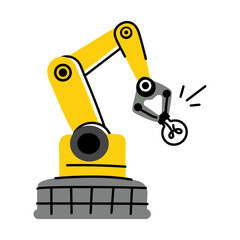 A flat style illustration of robotic arm