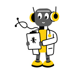 Medical bot character illustration in flat style
