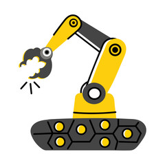 A flat style illustration of industrial robot