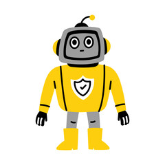A flat style illustration of robot protection