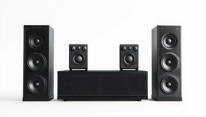 Obraz premium Speakers and subwoofer isolated on a white background