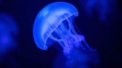 Stunning Blue Jellyfish Underwater Photo