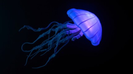 Glowing Blue Jellyfish Underwater Ocean Scene