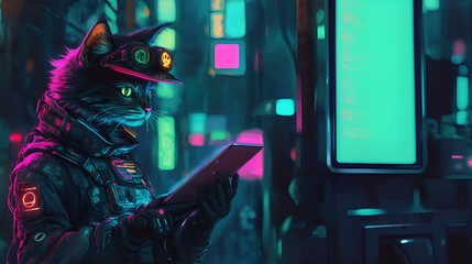 Cyberpunk Cat future tech