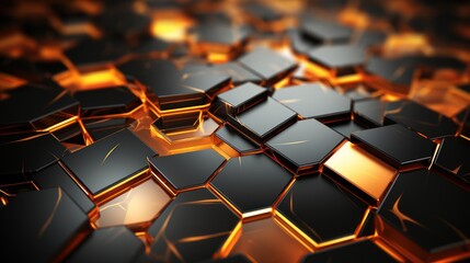 Obraz premium Abstract Hexagon Pattern: Black and Gold Geometric Design