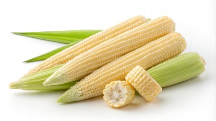 Close-up Still Life of Fresh Baby Corn, High-Resolution Image, Food Photography, Corn on the cob, Vegetable baby corn, sweetcorn