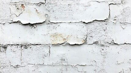 Obraz premium Peeling paint on white brick wall exterior