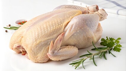 Raw Whole Chicken with Herbs High-Angle Close-Up, Poultry, Food Photography, recipe Poultry, Food Photography